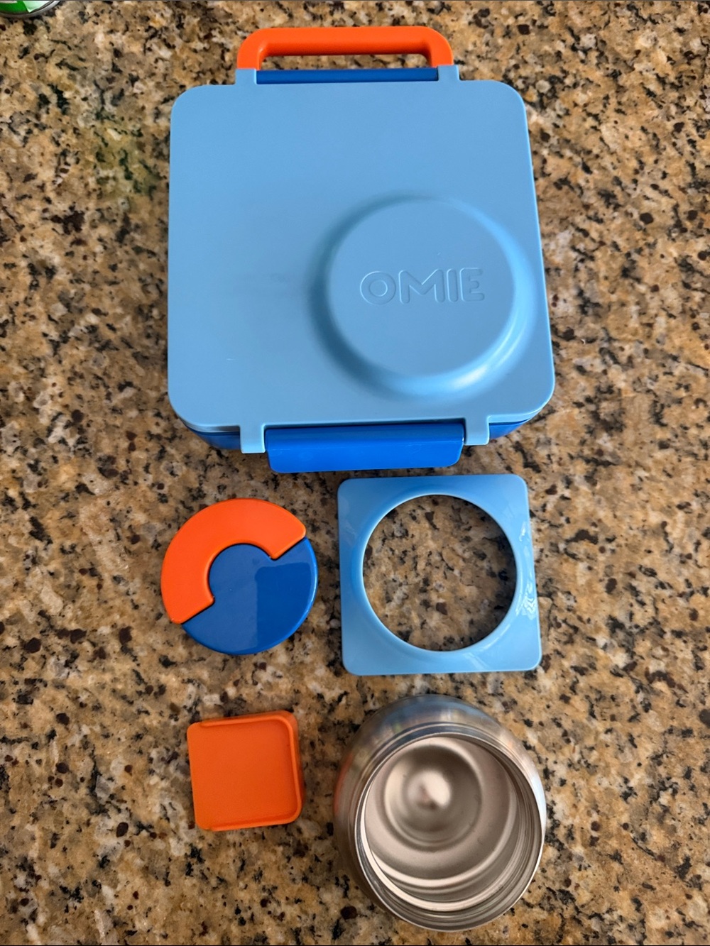Blue & Orange OMIE bento lunchbox Stainless Insert all pieces kids adults